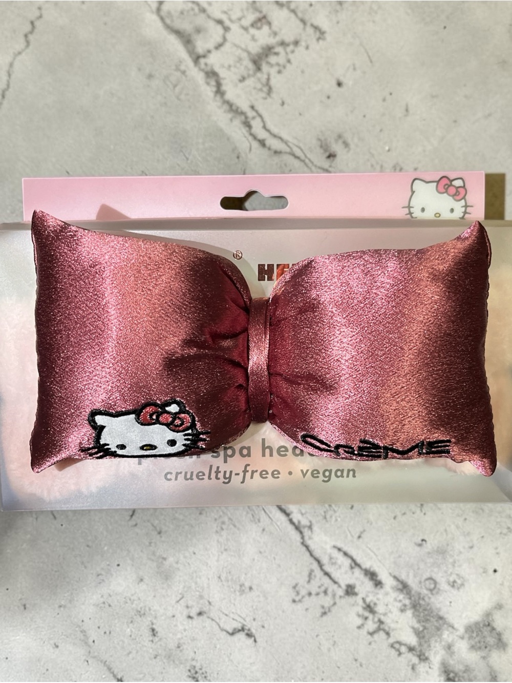 Hello Kitty Rose Pink Satin Bow Spa Headband